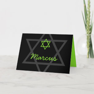 Svart och Grönt Pub Mitzvah Tack Kort