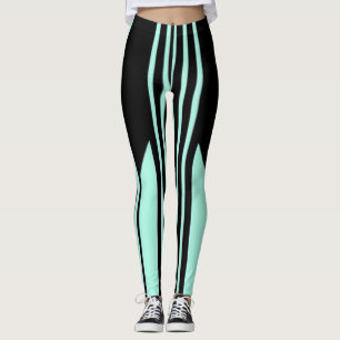 Svart och Grönt rand Leggings