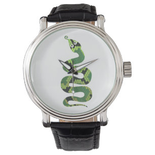 Svart och Grönt Skriv ut Silhouette Armbandsur
