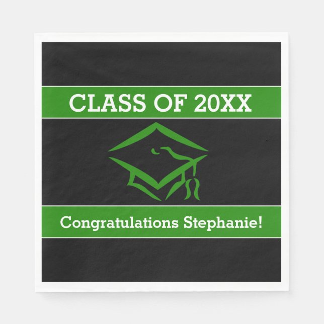 Svart och Grönt-Studentfest för kartong Pappersservett (Framsidan)