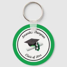 Svart och Grönt Studentmössa och Tassel Nyckelring