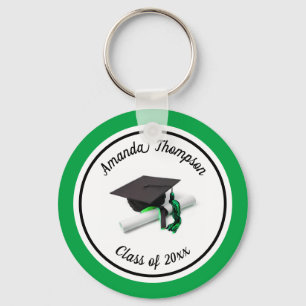 Svart och Grönt Studentmössa och Tassel Nyckelring