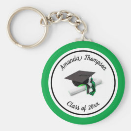 Svart och Grönt Studentmössa och Tassel Nyckelring