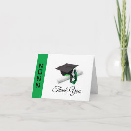 Svart och Grönt Studentmössa och Tassel Tack Kort