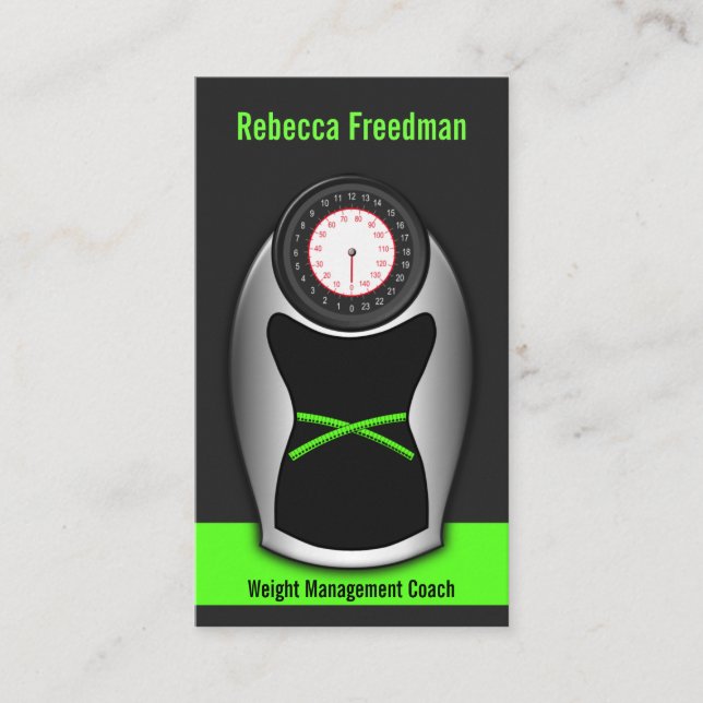 Svart och Grönt Viktförlust vid bastrumskala Visitkort (Framsida)