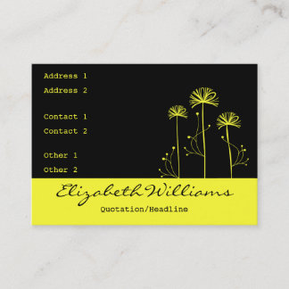 Svart och gul blommigt visitkort