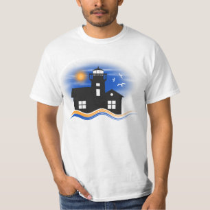 Svart och gul fyrsjölandskapmanar för blått t shirt