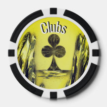 Svart och gul klubb Poker Chip