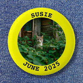 Svart och gul personlig rund fotoram knapp