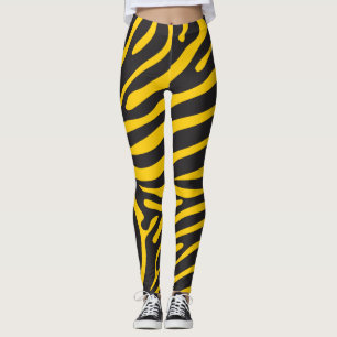 Svart och gul zebra tryck leggings