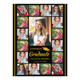 Svart Och Guld 17 Foto Collage Grattis Graduate