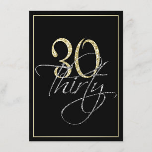 Svart och guld- 30års födelsedagparty för formellt inbjudningar