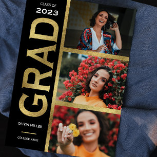Svart och Guld 3-meddelande om fotot Studenten Inbjudningar