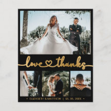 Svart och Guld 4 Photo Collage Bröllop Tack