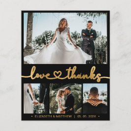 Svart och Guld 4 Photo Collage Bröllop Tack Flygblad