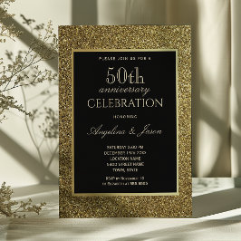 Svart och guld 50-års bröllopsjubileum inbjudningar