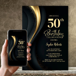 Svart och guld 50-årsfest inbjudningar