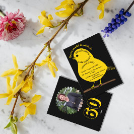 Svart och Guld 60:e födelsedag, fågelmiddag Party Inbjudningar