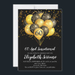 Svart och Guld 60:e födelsedagen Inbjudningar<br><div class="desc">Svart och guld-ballonger och konetti 60:e födelsedagsfesten inbjudan. Dold Black och guld stil med modernt,  vitt skripttypsnitt. Anpassa för alla åldrar. 30,  40,  60,  70,  80 och senare. Se fullt på: https://www.zazzle.com/collections/gold_and_black_balloons_confetti_birthday_party-119172749816882801</div>