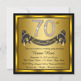 Svart och guld 70-årsfest inbjudningar