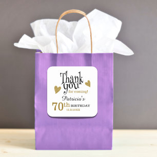 Svart och Guld 70:e födelsedagseftermiddagens Tack Fyrkantigt Klistermärke