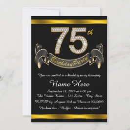 Svart och guld 75-årsfirande inbjudningar