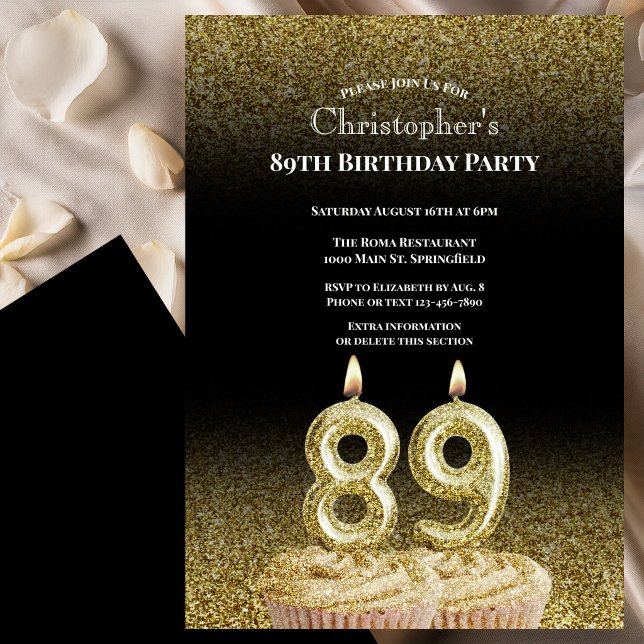 Svart och guld 89-års inbjudan för honom (Skapare uppladdad)
