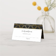 Svart och Guld Abstrakt Geometric Triangle Bröllop