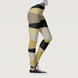 Svart och guld abstrakt leggings