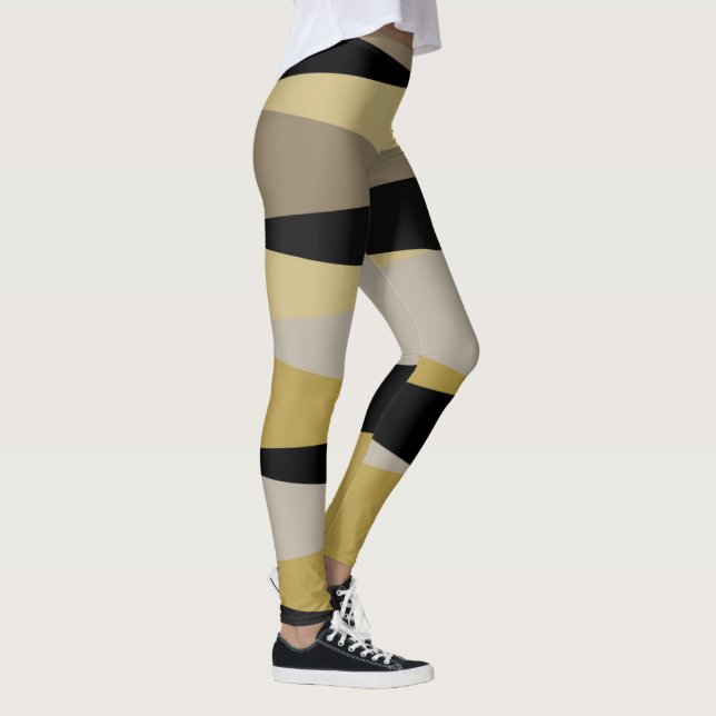 Svart och guld abstrakt leggings (Höger)