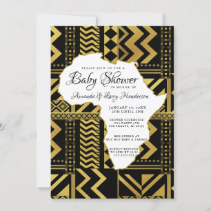 Svart och guld Afrika Tribal Baby Shower Inbjudningar