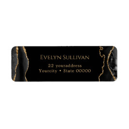 Svart och guld-agate-adressetikett returadress etikett