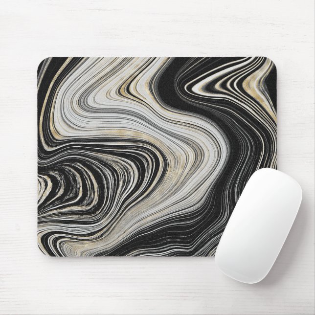 Svart och Guld Agate Design Musmatta (Med mus)