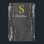 Svart och Guld Agate iPad Mini Skydd<br><div class="desc">Det här är en svart snyggt och guld agate-mönstrad iPad Smart Cover. Namn kan ändras till kostym enligt era egna krav.</div>