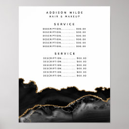 Svart och guld Agate Marmor Service Pris Poster