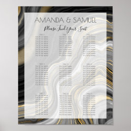 Svart och guld Agate Modern Bröllop Poster