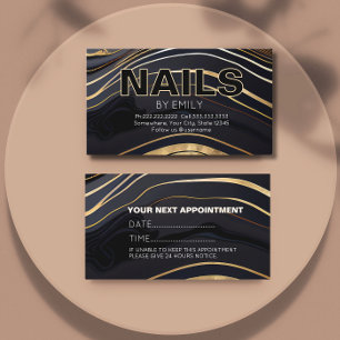 Svart och guld Agate nagelsalon Manicurist Tidsbeställning Kort