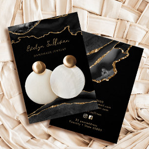 Svart och guld agate-visning av smycken visitkort