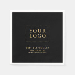 Svart och Guld | Anpassningsbar Business Logotyp M Pappersservett