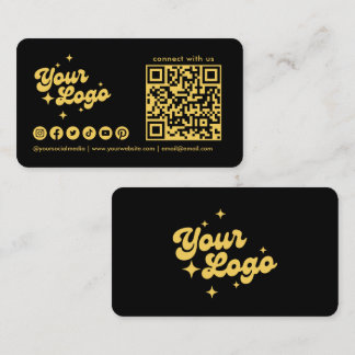 Svart Och Guld Anslut Med Oss Logo Qr Kod Visitkort