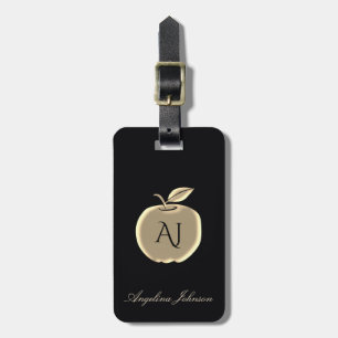 Svart och guld Apple Glam Monogram Returadress Bagagebricka