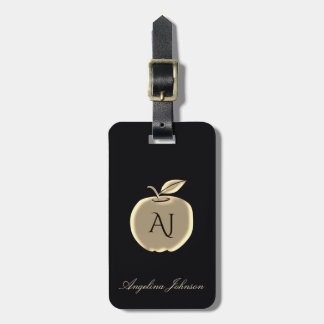 Svart och guld Apple Glam Monogram Returadress Bagagebricka