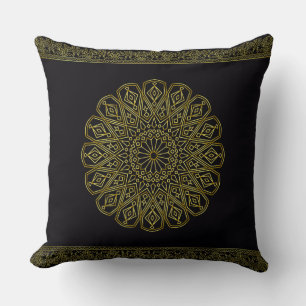 Svart och Guld Arabesque Throw Cushion (två storle Kudde