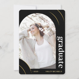 Svart och Guld Arch Photo Studentfest Inbjudningar