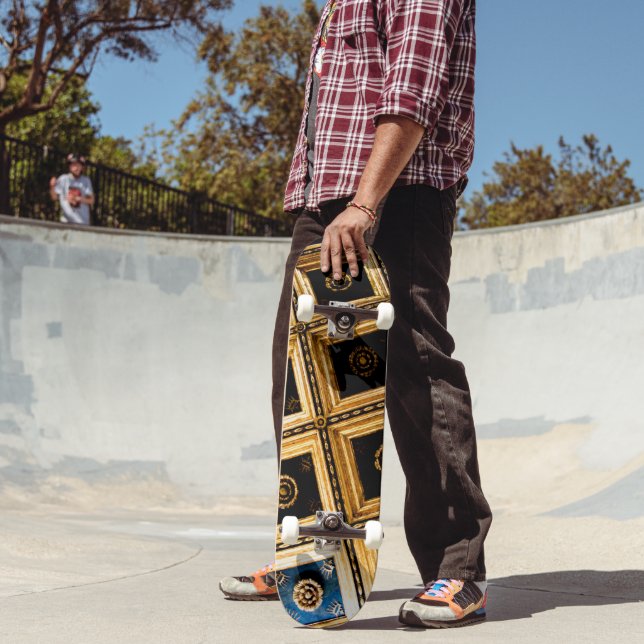 Svart och Guld-arkitektur Mini Skateboard Bräda 18,5 Cm (Utomhus 2)
