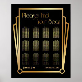Svart och Guld Art Deco 12 Bord Sittdiagram Poster