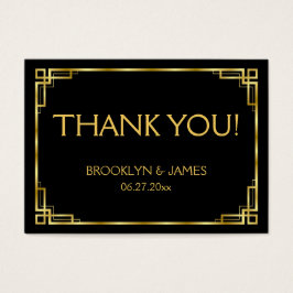 Svart och Guld Art Deco-bröllopsfavoritMärkre Visitkort