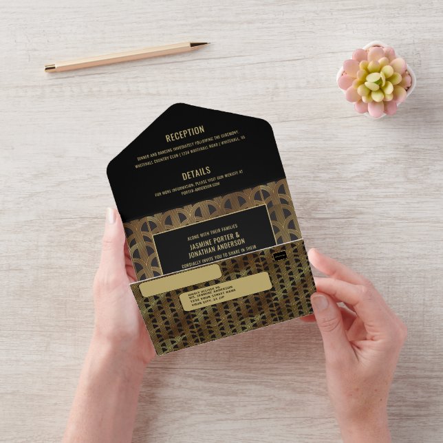 Svart och guld Art Deco Gatsby-inspirerad bröllop (Video)