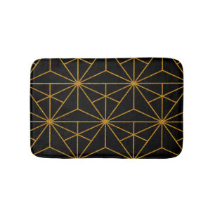 Svart och guld art deco geometric mönster badrumsmatta