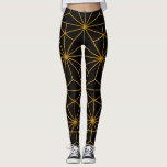 Svart och guld art deco geometric mönster leggings<br><div class="desc">Skaffa ett par trendig med originaldesign! En något modern konst deco black och guld mönster.</div>